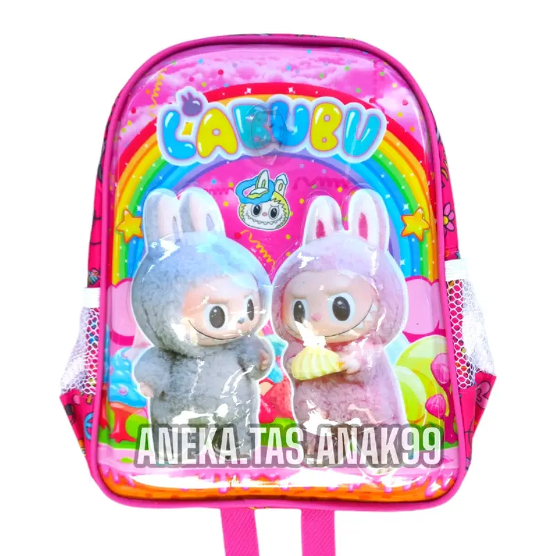 Tas Sekolah Anak Perempuan Labubu 3D Karakter Timbul dengan Lampu LED - Kurumi & Melody - Fashion 1