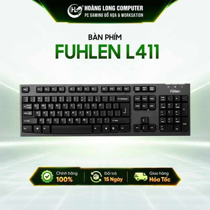 Bàn Phím Có Dây Fuhlen L411 USB Phím Bấm Êm Ái Cho Văn Phòng
