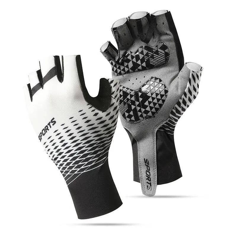 【goods in stock】 Cycling men's summer D122 sports anti slip sun protection breathable outdoor fishing half finger bicycle gloves for cycling