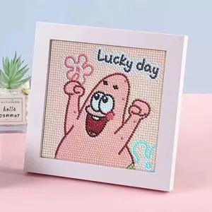 [Ready] DIY Diamond Painting 5D Full Drill 1Set Patrick Star Spongebob  Cartoon Kerajinan Lukisan Diamond Mainan Anak 18x18cm