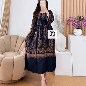 Daster Chibi Bahan Rayon Lengan 3/4 busui resleting ukuran jumbo muat bb 80 Bumil Menyusui - hitam
