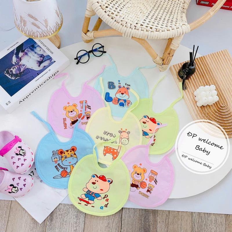 Combo 5 Yếm Cho Bé Trai Gái Cotton Buộc Dây 2 Loại Mềm Mại Họa Tiết Dễ Thương