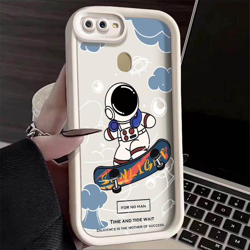 Casing Hp OPPO A7 OPPO A5s OPPO A12 OPPO A12S A11k Case silikon anti drop astronot skateboard Casing ponsel HP imut kartun Softcase Kesing 1