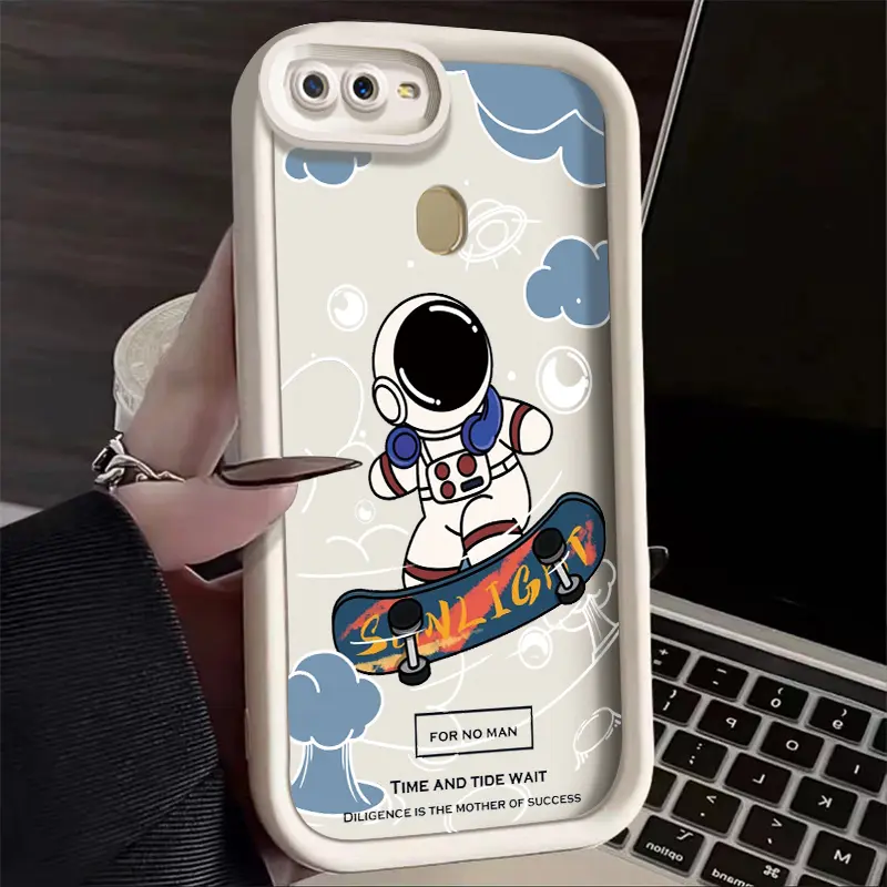 Casing Hp OPPO A7 OPPO A5s OPPO A12 OPPO A12S A11k Case silikon anti drop astronot skateboard Casing ponsel HP imut kartun Softcase Kesing 1