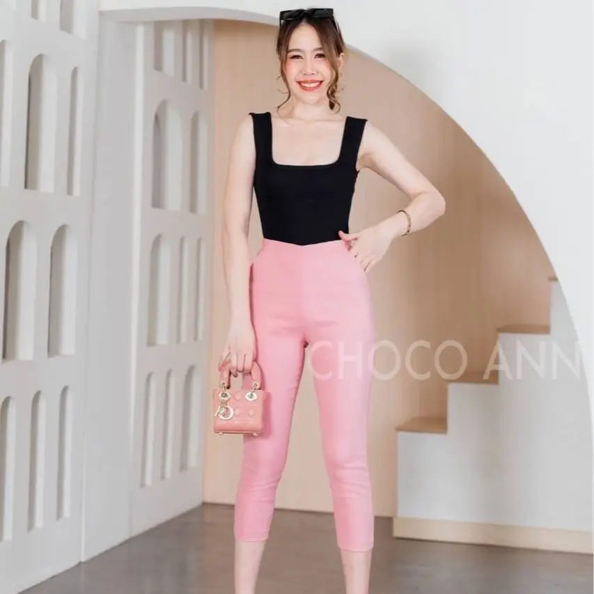 Celana 7/8 Wanita Santai Kekinian Choco Ann D01 Pants Zipper Samping Bkk Import Bangkok