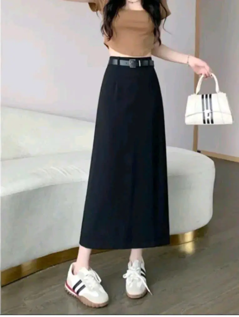 (A2)Chân váy chữ A(không lót)chiều dài 80 cm có xẻ sau Chất Tuyết mưa dày dặn, không nhăn, không bai, không xù, khóa sau