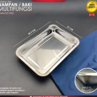 BB7 - Nampan Stainless Persegi / Nampan Baki Stainless Ukuran 32cmx22cm 2