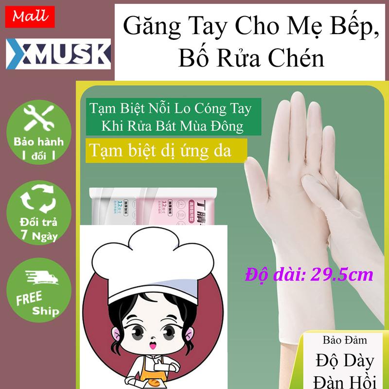 Găng Tay Cao Su Nhà Bếp Chiều Dài 29,5Cm Dai Hơn Thật Tay Hơn Đa Năng Hơn Gói 15 Đôi Chống Nước Rửa Bát