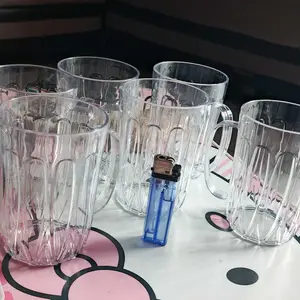 Gelas Plastik Gagang Bening 400ml - 6 pcs & 12 pcs Anti pecah, BPA FREE, dan Food Grade