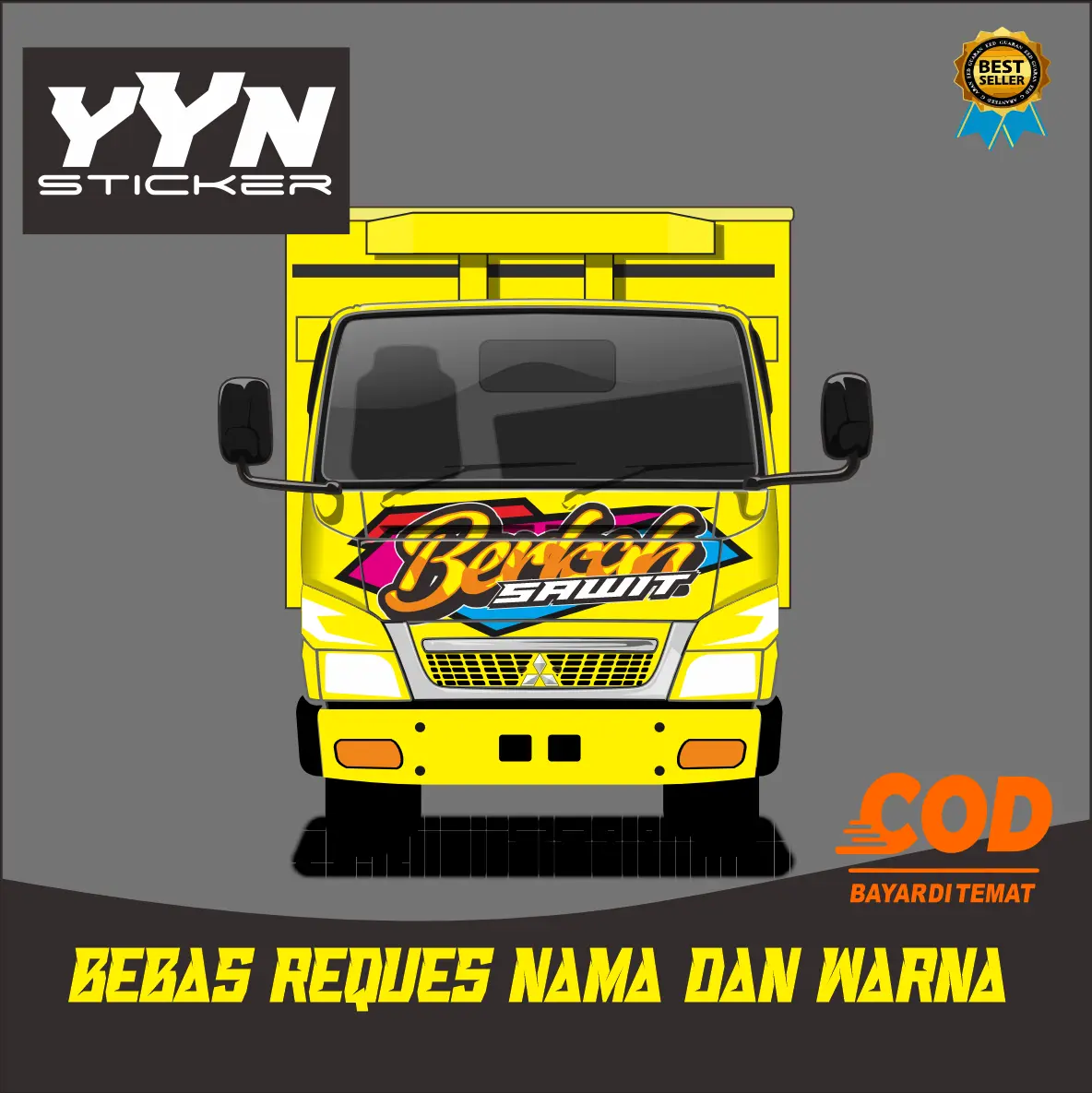 STICKER CUTTING BAGIAN DEPAN TRUCK (CANTER,GIGA,UMPLUNG,RAGASA,DLL) BISA CUSTOM