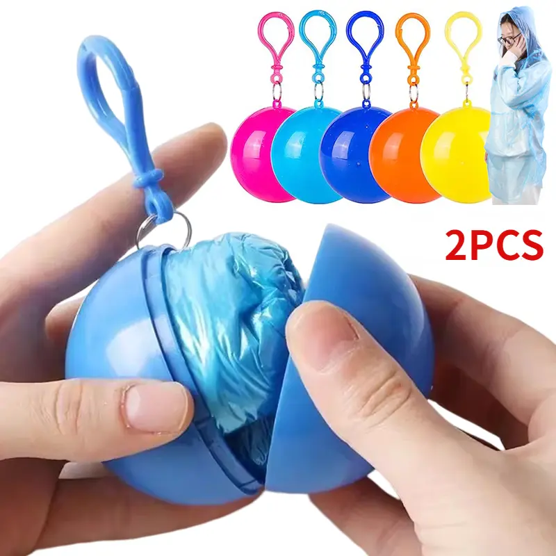 Áo Mưa Di Động Mini Cho Người Lớn, Áo Mưa Dày Dùng Một Lần, Ponchos, Không Thấm Nước, Áo Choàng Có Móc, Màu Sắc Ngẫu Nhiên, 1 / 2 Cái