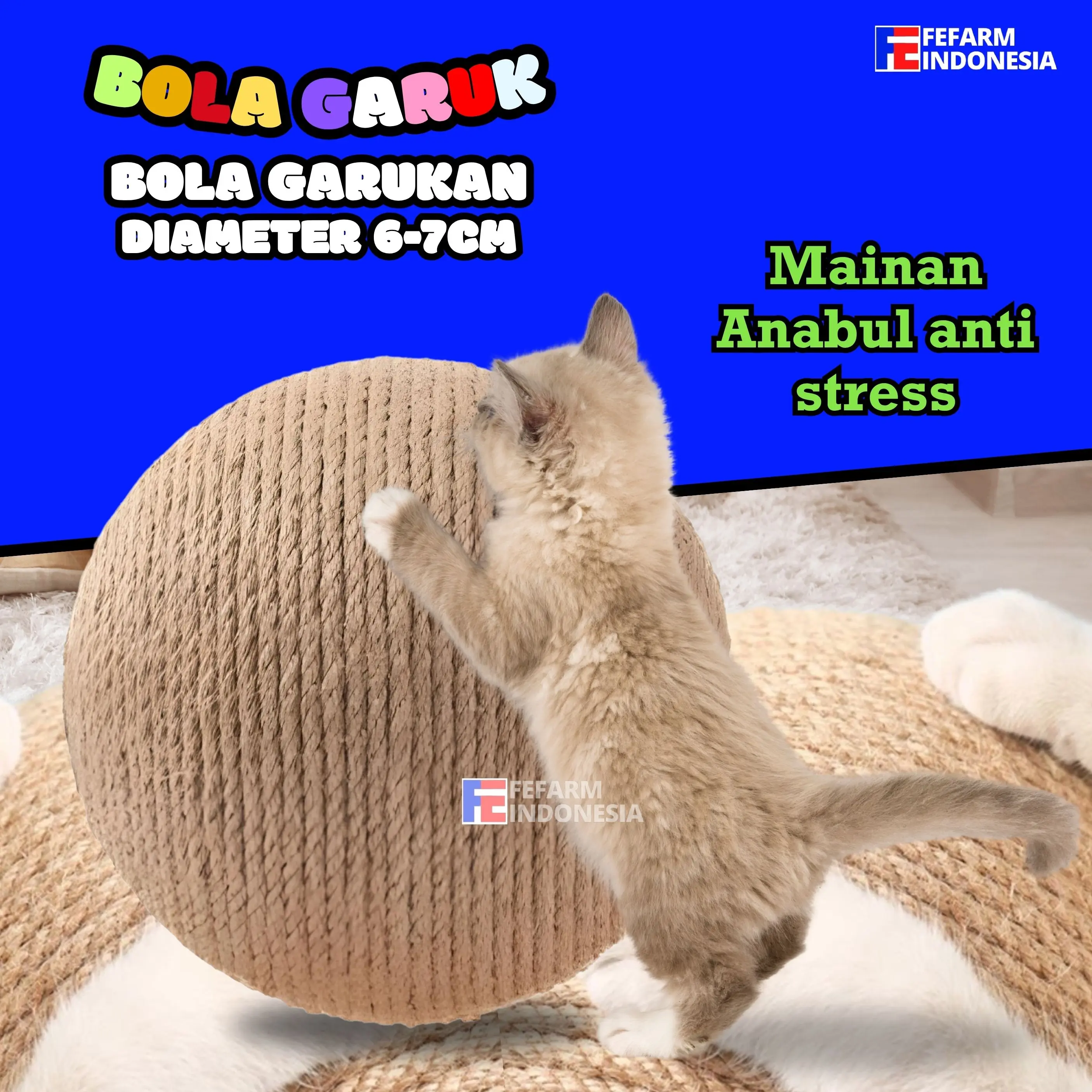 Mainan Kucing Bola Garuk Tali Cat Stracher Interaktif FEFARM