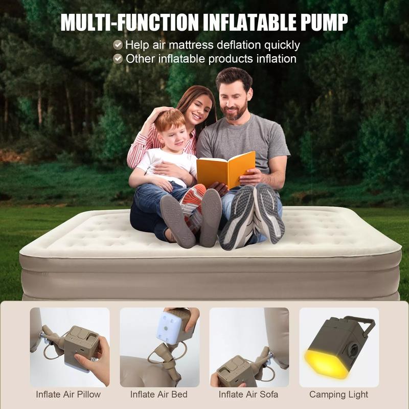 [70%OFF]King Inflatable Air Bed Mattress with Built-in Electric Pump High Raised Camping 5