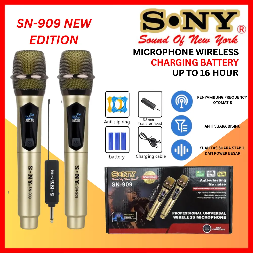 S. NY SOUND OF NEW YORK MICROPHONE WIRELESS SN-909 NEW EDITION MIC WIRELESS
