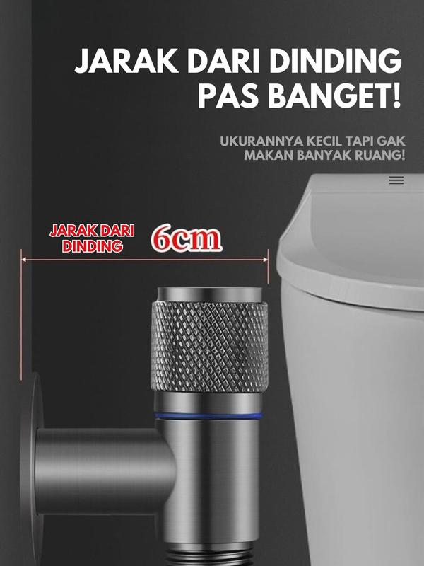 Kran Cabang dan Jet Shower SUS 304 Toilet Hitam Matte 1/2 Inch dengan Selang 1.5M Kran Air Double Kran Washing Machine Bidet Spray 6