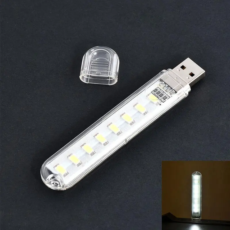 Đèn Bỏ Túi Mini USB 8 LED, Đèn Thẻ Bỏ Túi, Nguồn Điện Di Động, Cắm Trại, Máy Tính Xách Tay, Mới # 306653 4