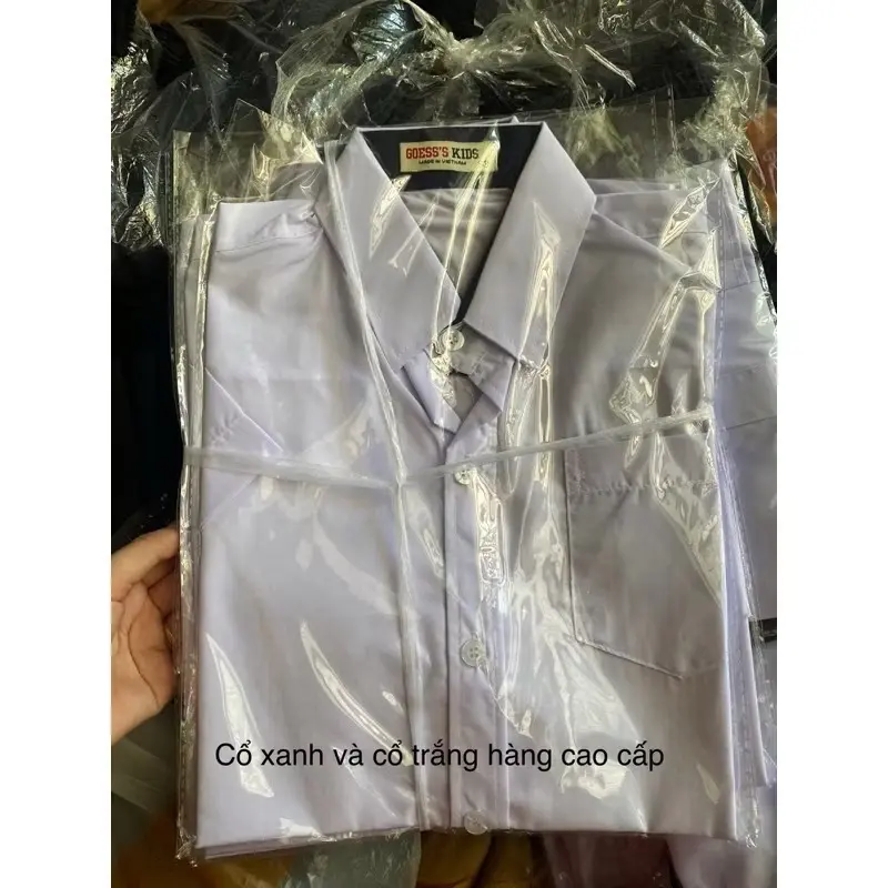 Áo sơ mi CHÂN CỔ XANH HÀNG TỐT đồng phục học sinh nam 15-80kg ( cấp 1,cấp 2,cấp 3) Menswear 1