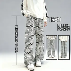 loose pants pria Celana Lurus Kasual Celana Kaki Lebar Longgar Celana Panjang Pria Baggy  Kulot PriaKoreanStyle