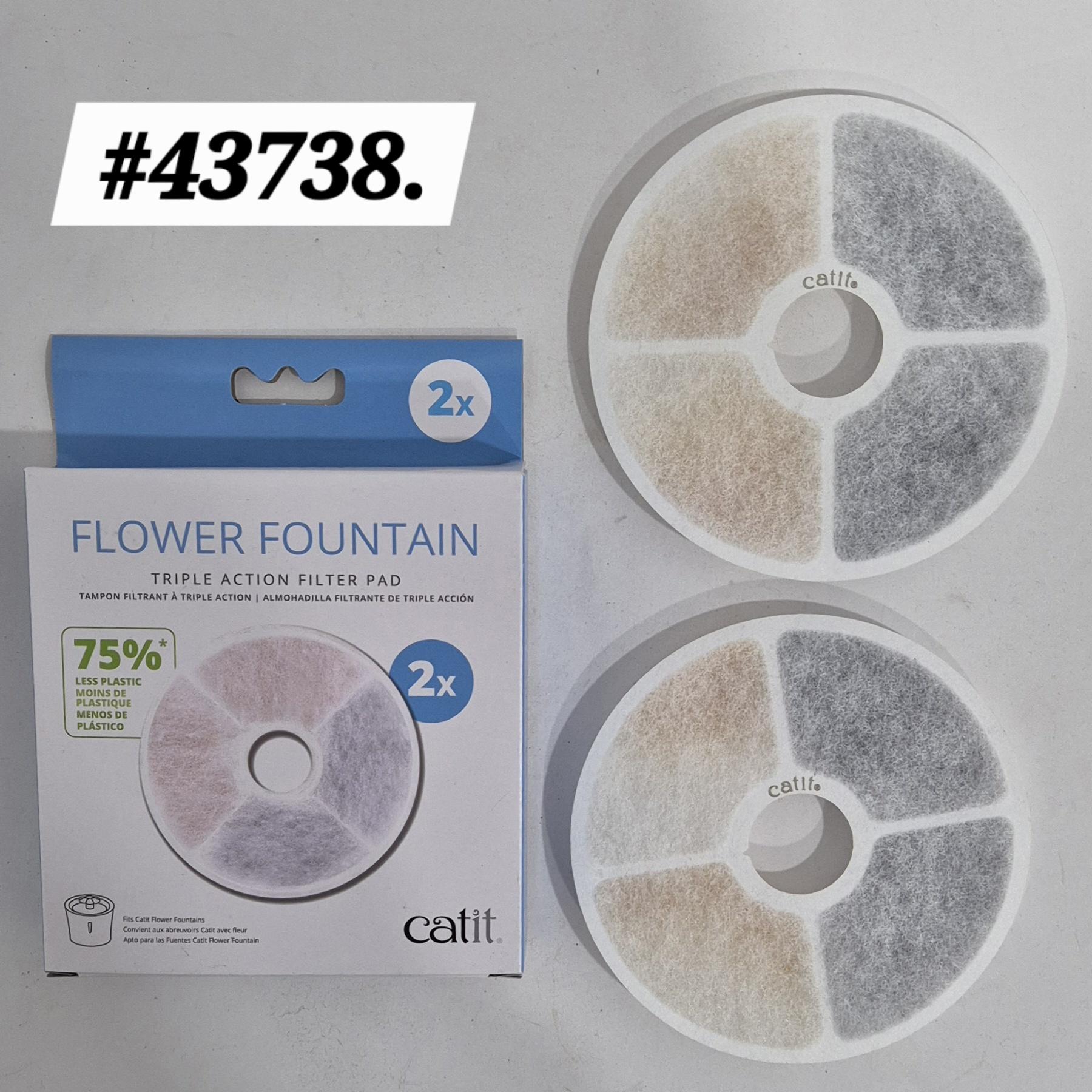 2xPcs Catit Flower Fountain Filter Triple Action Pad 43738 Cat Water Air Kucing