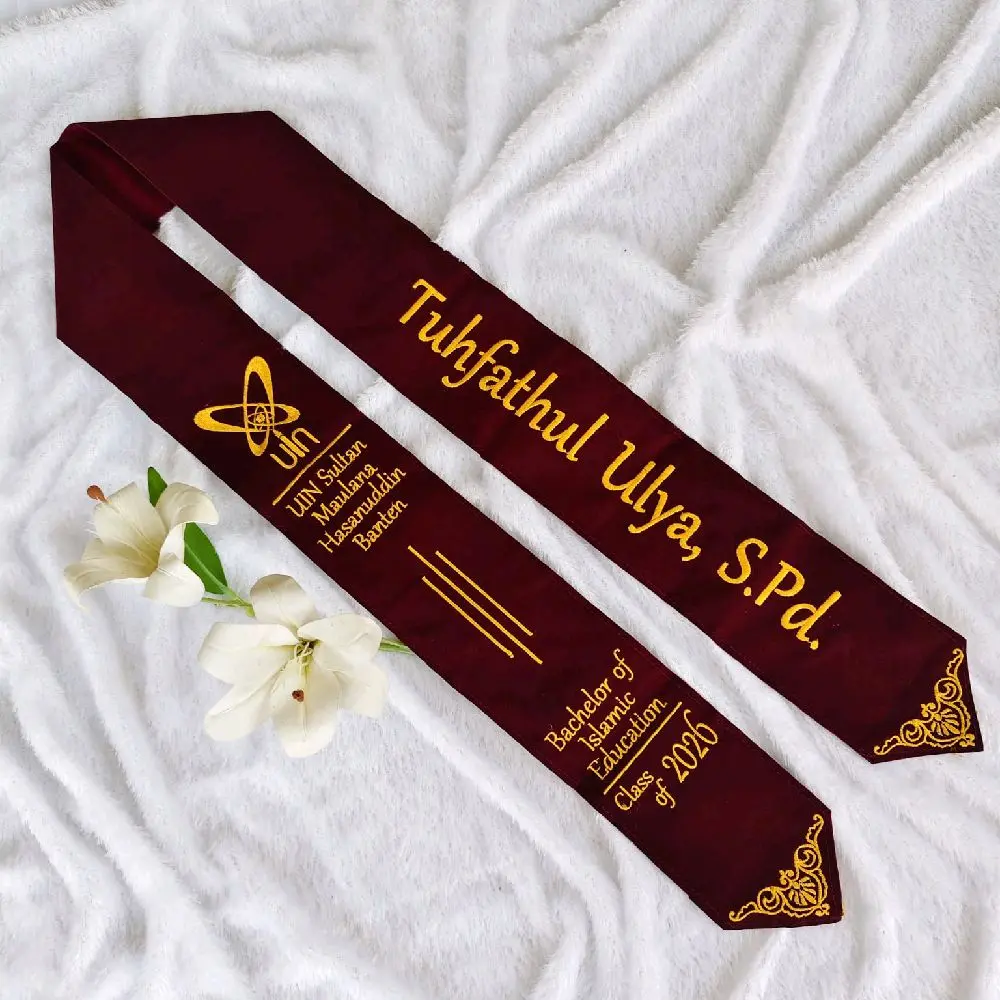 Selempang Wisuda Bordir plus Batik2 Bawah/ Selendang Wisuda / Selempang wisuda request