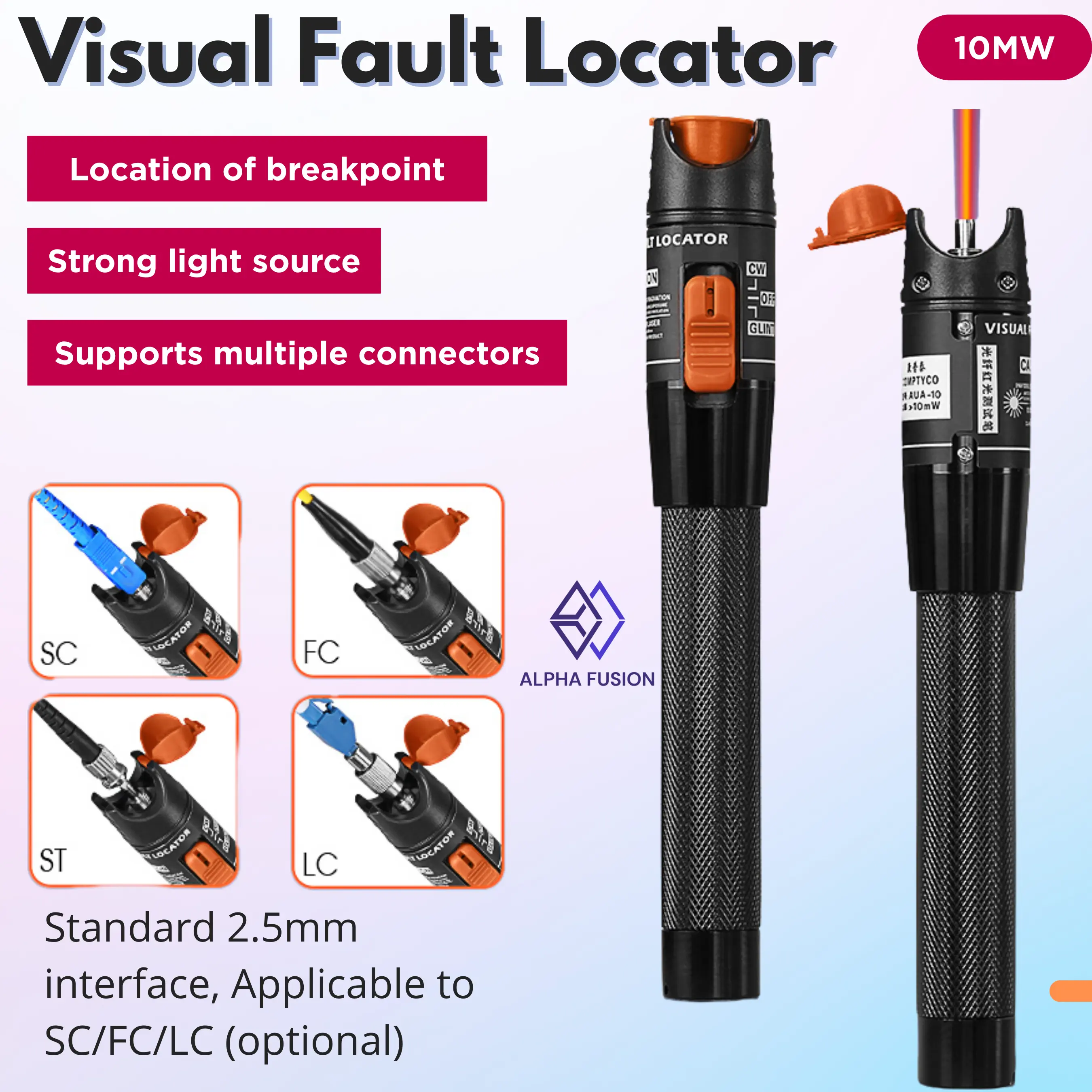 Visual Fault Locator VFL 10mW 20mW 30mW 50mW FO Optik Senter Optik Laser Kabel Fiber Optic COMPTYCO Pakai Baterai AA x 2pcs
