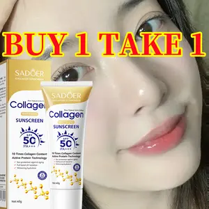 Collagen Sunscreen Whitening Sunblock Cream Wajah Dan Badan Sunscreen Sun Protect & Moisture Pelindung dari Sinar Matahari UV Protection Cream Tidak Lengket Tahan Air Double Whitening Lightweight Refreshing