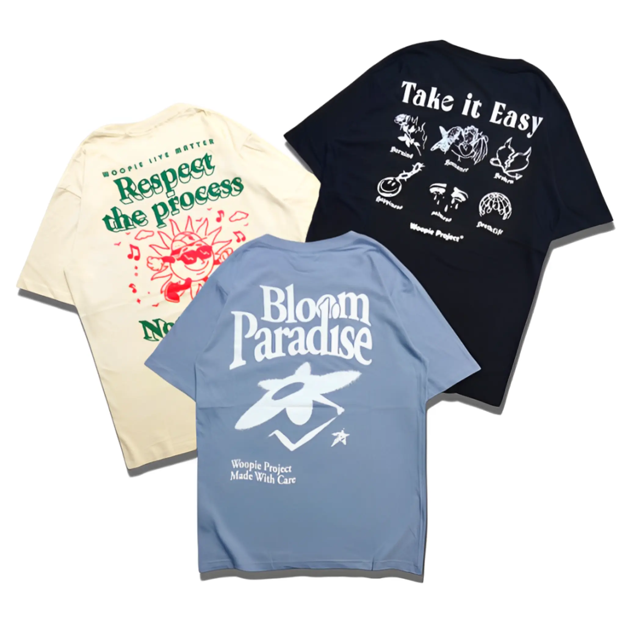 Kaos Distro Woopie Project Bloom Paradise Skena Style Vintage Baju Pria Wanita Keren Katun Combed Nyaman Sablon Hitam Atasan Dewasa T-shirts Trend Cowok Cewek Custom Lengan Pendek Bandung Merah