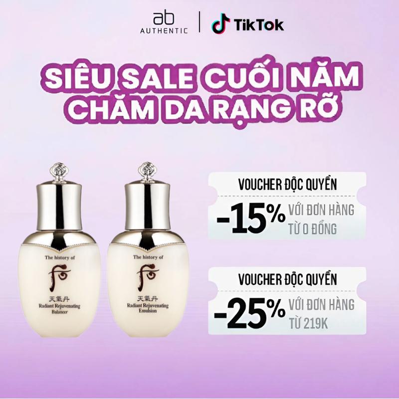  Cặp nước hoa hồng và Sữa dưỡng The Whoo hoa hiên Radiant Rejuvenating 25ml - AB AUTHENTIC 