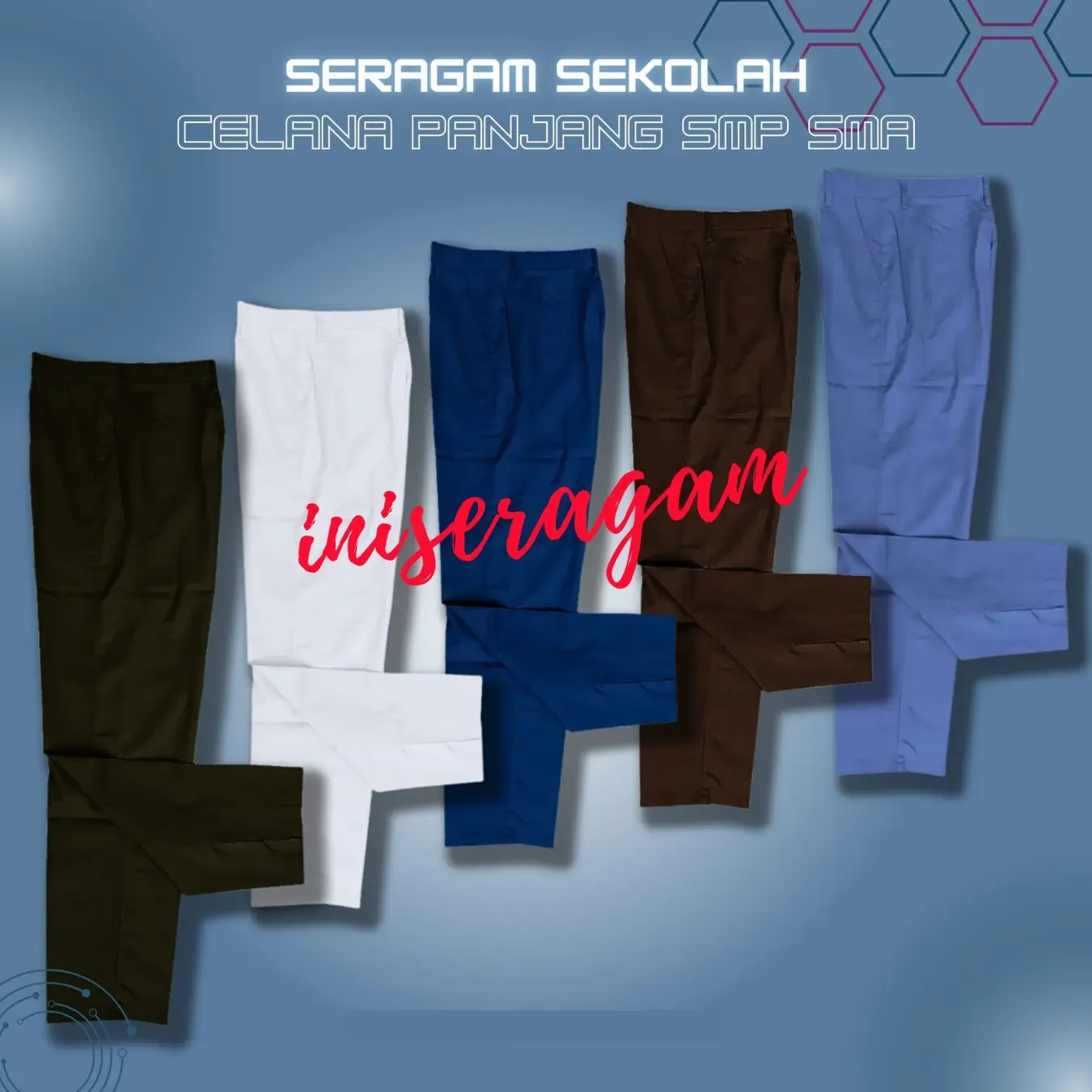 Celana Sekolah SMP SMA Osis Biru Abu Pramuka Hitam Putih Sekolah SMP Panjang Biru Abu Abu Pria Seragam Sekolah Laki Laki SMA SMK