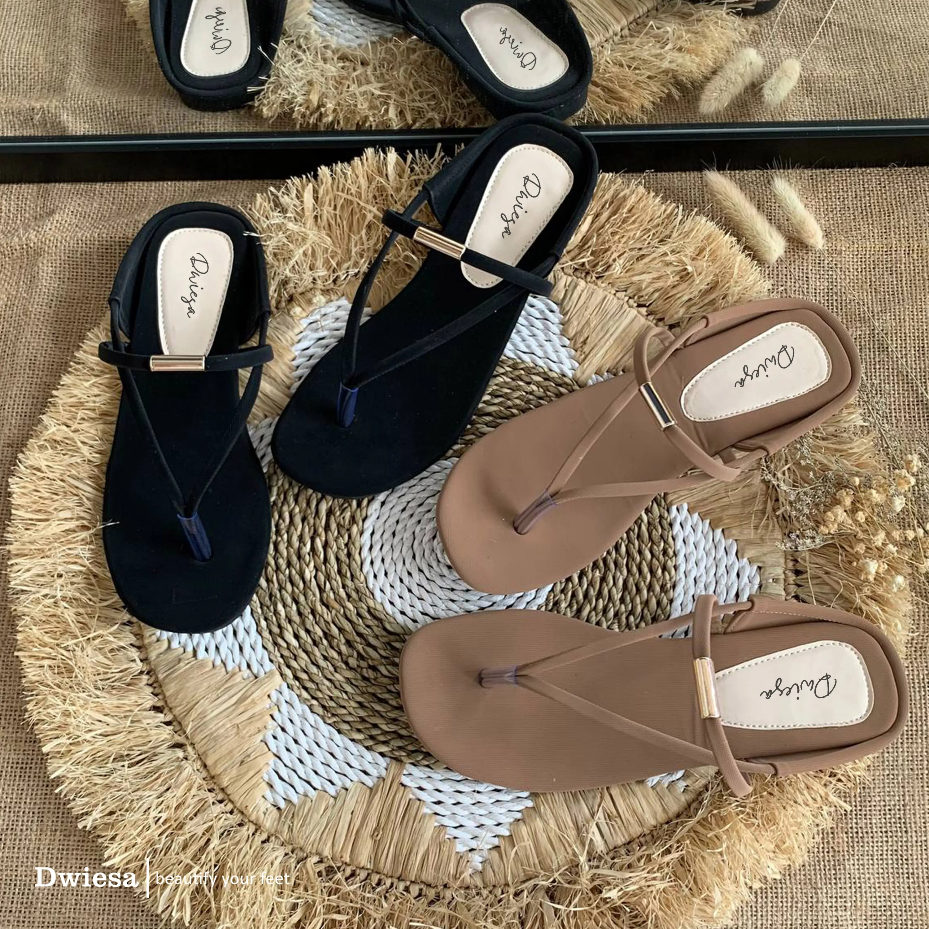 Sandal Wanita Premium Tali Terbaru Sendal Dwiesa Collection Kekinian JS02 Jepit Cewek Karet