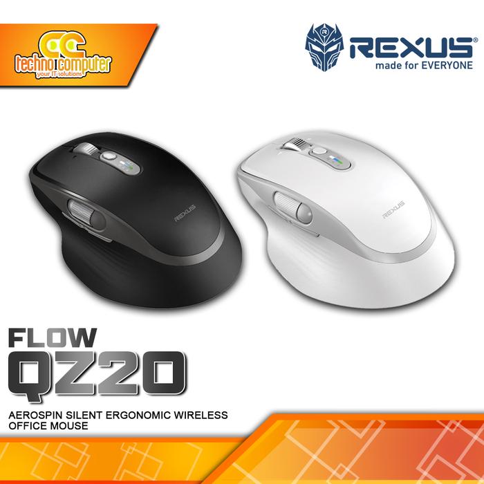 Gambar REXUS Flow QZ20 Ergonomic Silent Click Wireless - Office Mouse Wireless dari Techno Computer Bali Kota Denpasar Tokopedia
