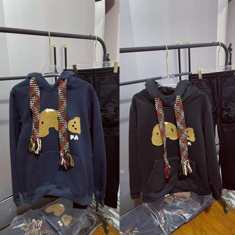 Áo hoodie nam nữ TA89 vải nỉ bông trước ngực thêu hình chú gấu nâu xù phối dây mũ to đan 7 màu dầy dặn boy phố hd