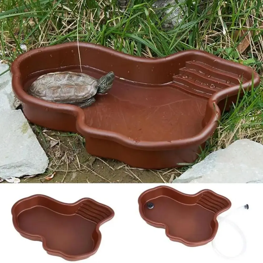 Basking Platform Portable Reptile Bathing Pool Anti-slip With Ramp Reptile Water Bowl Reusable Tortoise Water Dish Turtle