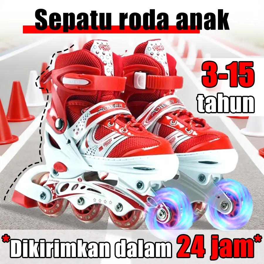 Sepatu Roda Anak Laki-Laki Perempuan Bahan Empuk Aman Usia 3-12 Tahun