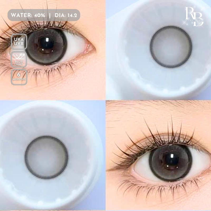 [CÓ CẬN] 1 Cặp Kính Áp Tròng Màu Xám Ponnie Gray, Lens Mắt Màu Xám Tự Nhiên 0-5 Độ [Tặng Kèm Khay Dụng Cụ Đeo]