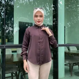 ZalikaGirls_Kemeja Wanita Rayon Twill Lengan Panjang LD 100-120 Atasan Wanita Basic Casual Katun Kerja