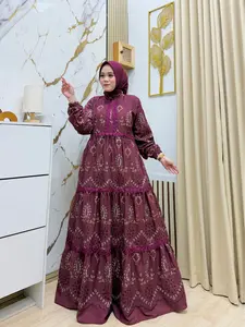gamis  katbol BKK bahan katun bordir bolong gamis lebaran kondangan full renda busui payung ld 110,120,dan 130 Mewah  Muslim  Nyaman