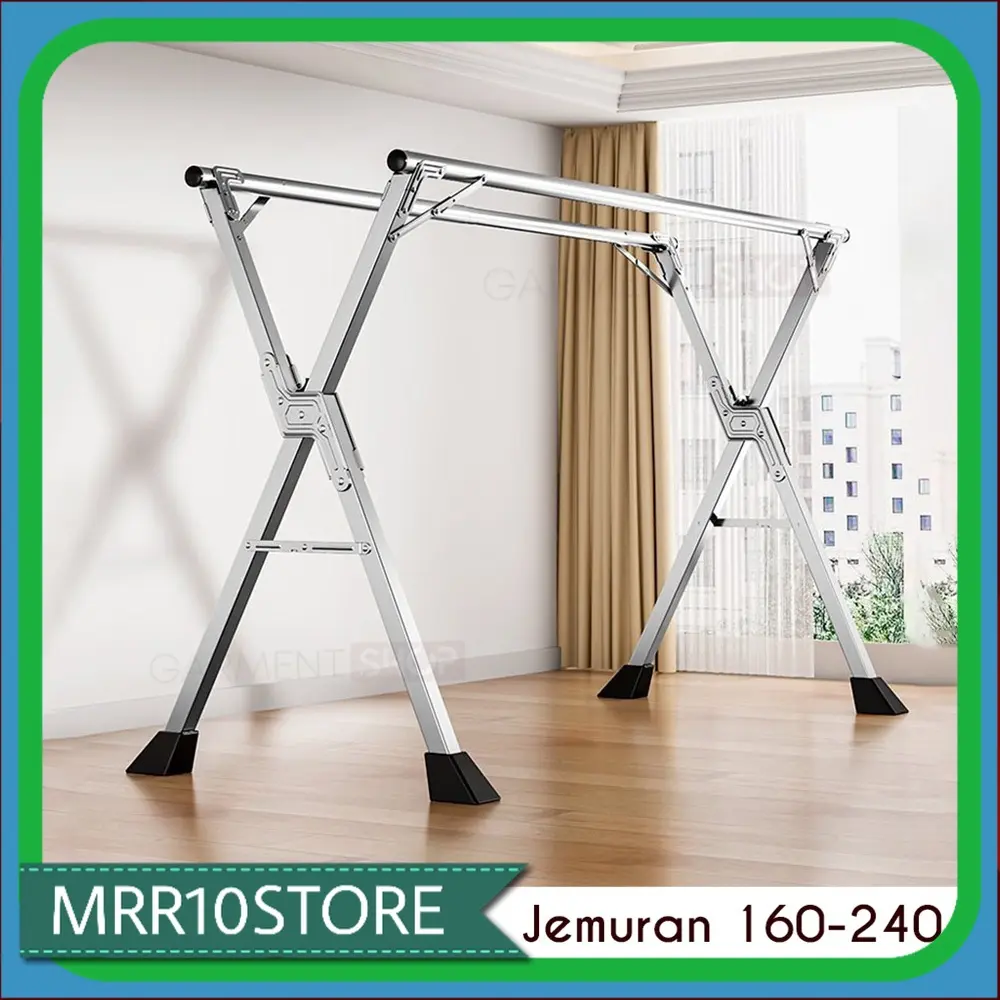 Jemuran Portable Lipat Gantungan Hanger Baju Pengering Handuk Selimut Laundry Room Stainlees Steel Tebal Premium Kuat