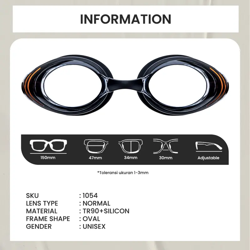 Kacamata Renang Anti Fog Berrybarton 1054 Frame Sport Pria Wanita 5