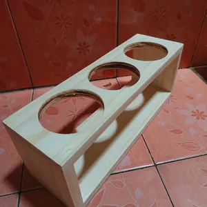 rak botol kayu tempat naruh botol sirup dll 3-5lobang diameter 7cm