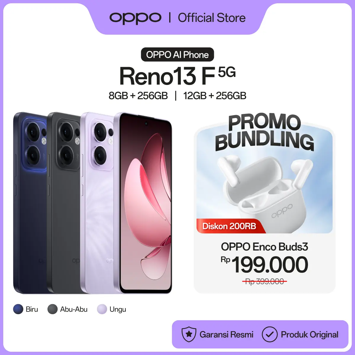 OPPO Reno13 F 5G 8GB/256GB & 12GB/256GB Smartphone [AI Livephoto, IP69 Water Resistance, 45W SUPERVOOC]