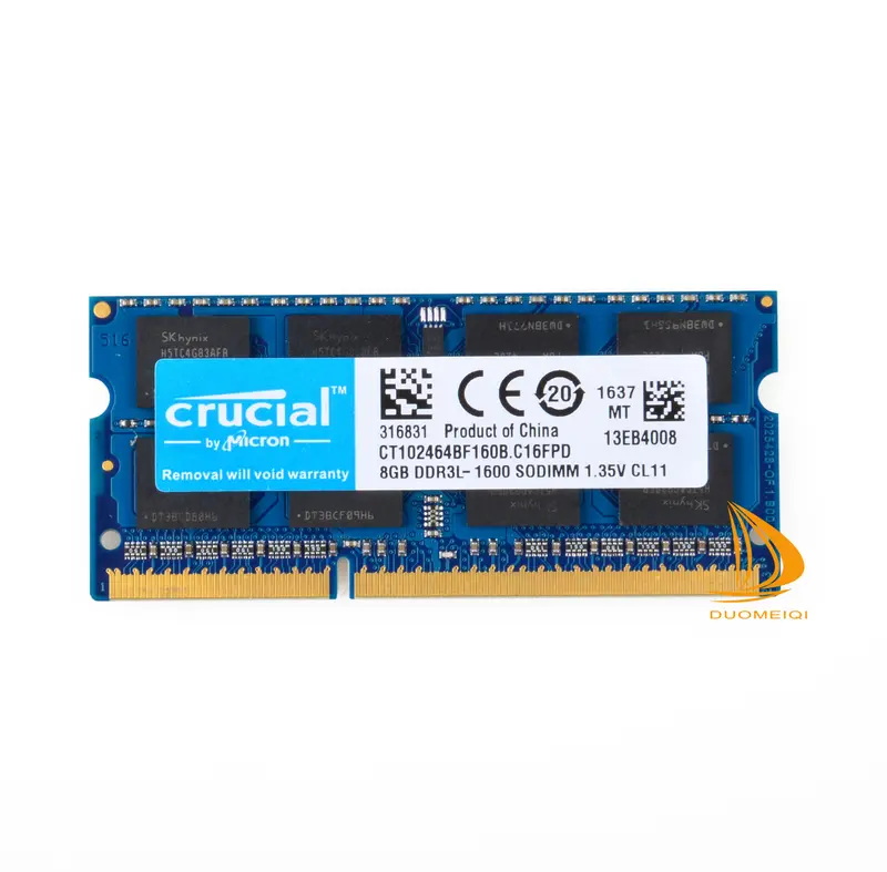 RAM DDR3L máy tính xách tay Crucial, có sẵn trong 1 CÁI, 2 CÁI, 4 CÁI và 10 CÁI, 8GB 1600MHz, PC3L-12800S, 1.35V, 2Rx8, bộ nhớ SO-DIMM 1