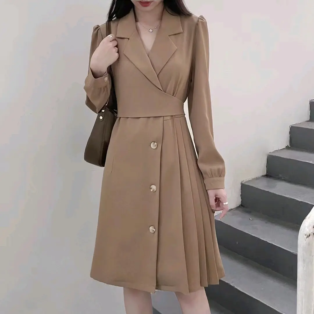 Blazer Dress Plisket Nyamping Lengan Panjang Premium 2357 Korean Style Wanita Simple