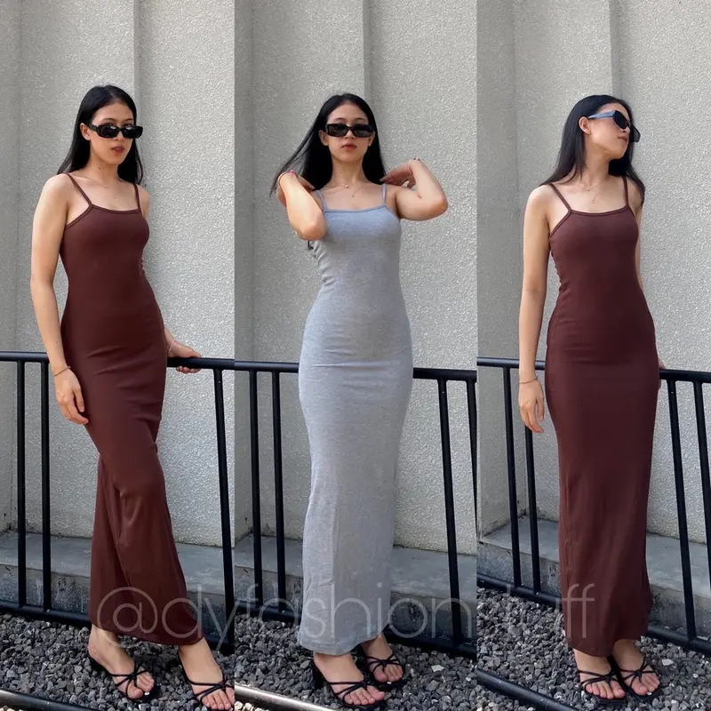 Celia Dress || Dress Long Wanita - dress rib tali satu 0