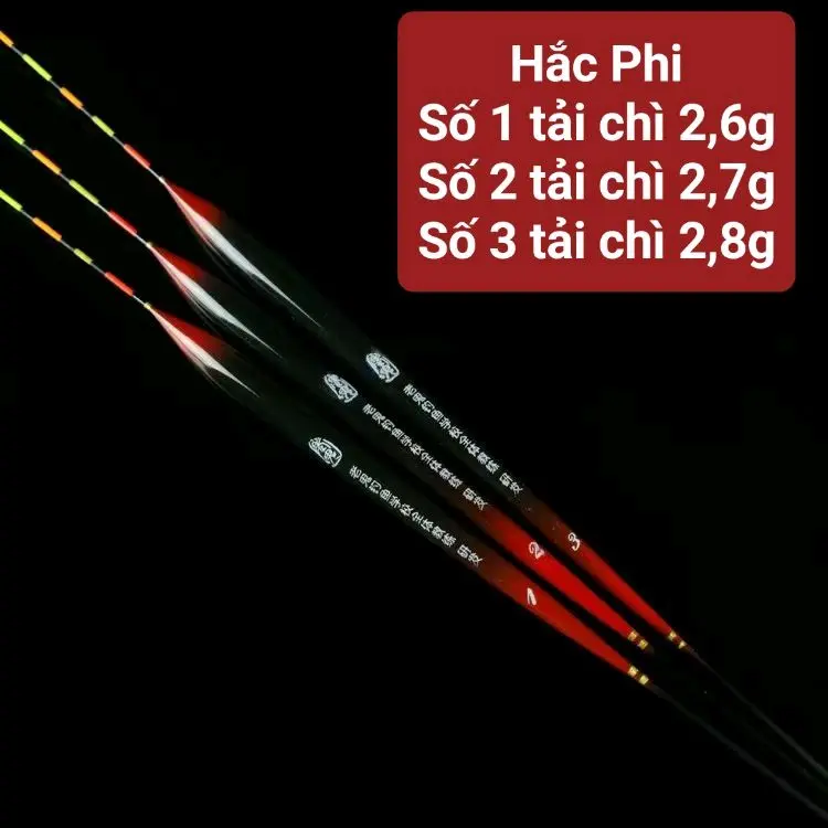 Combo 3 Cây Phao Câu Cá Rô Phi Hắc Phi Siêu Nhạy Độ Dài 36.5 - 38.5cm, Tải Chì 2.6 - 2.8g, Đen Đỏ Bắt Cá Fishing Đi Câu 0
