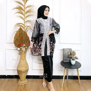 NAYANIKA BATIK - Oneset Wanita Kekinian Brukat Tulle Gardenia Mix Renda MAIZA Set Kebaya Modern OneSet Kondangan Wisuda Lamaran 2024 Kebaya Cewek OOTD