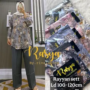 setelan rayon twill botega ,lengan kancing ,ld 110-120 Dewasa Kulot Panjang