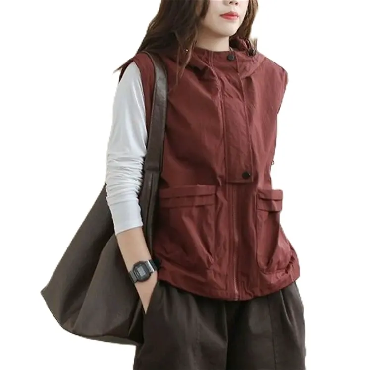 Rompi Atasan Korean Style Wanita Casual dengan Desain Zipper dan Saku Praktis untuk Tampilan Santai dan Stylish