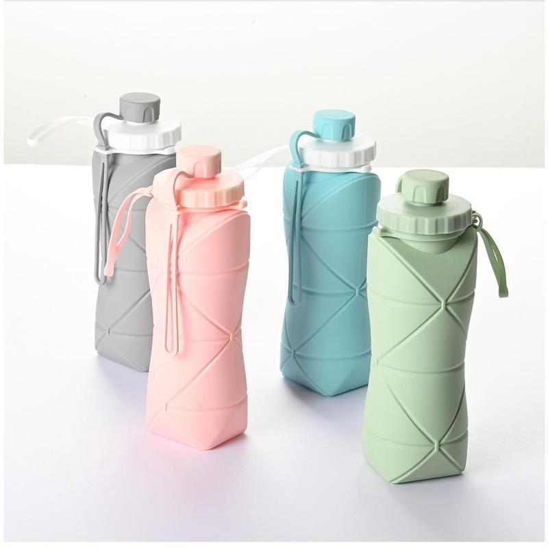 Botol Air Minum Lipat Portable Bahan Silikon Ukuran 600ml Untuk Olahraga Outdoor/Simple Style Travel Cup Easy Storage Folding Cup for Student/Travel Bundling Origami Bottle 1