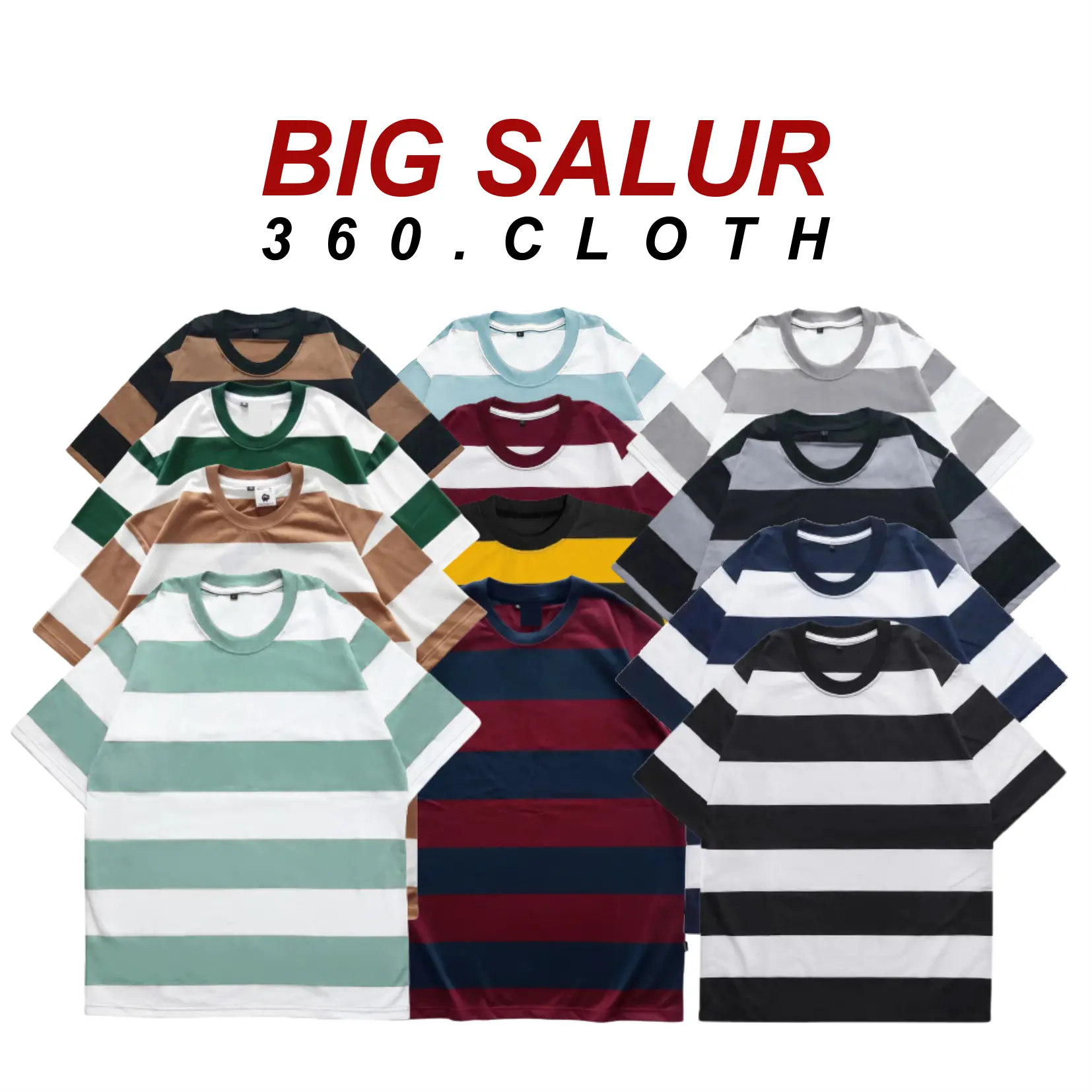 Kaos Oblong Pria Motif Big Setrip Nyaman dan Stylish Stripe Katun Garis Santai